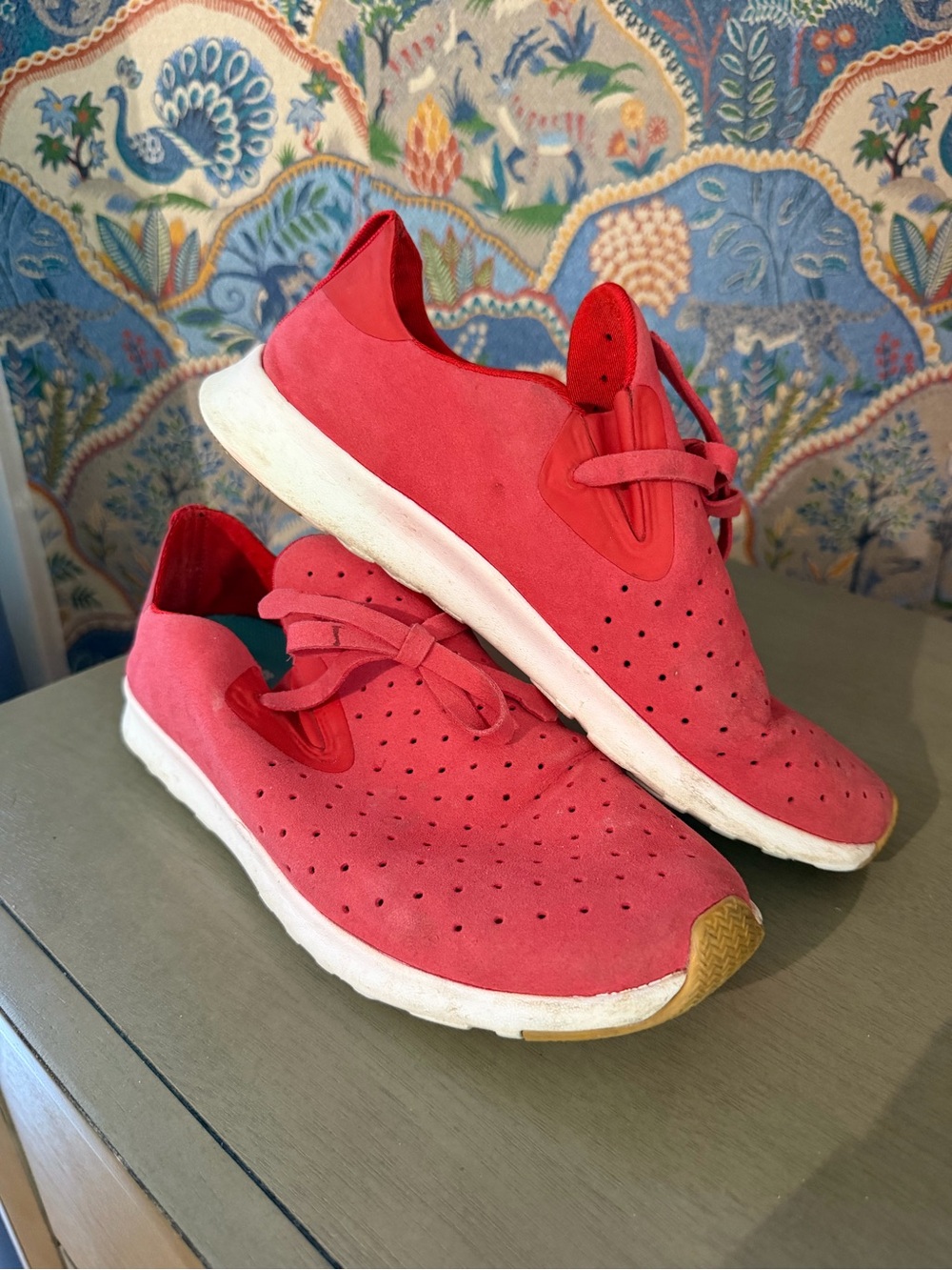 Native Shoes Women’s Red Slip-On Sneakers with White Sole